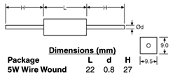 Resistor 10R 5W 5% Wire-wound R0323