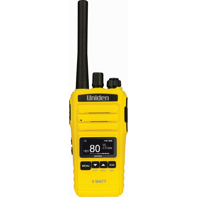 Uniden 80CH UHF CB Splashproof 5W Handheld Yellow UH755-Y