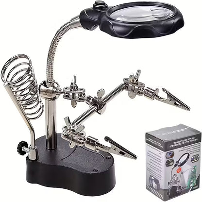 Magnifying Glass & Helping Hands Adjustable Folding Stand BH38996