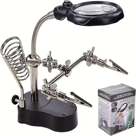Magnifying Glass & Helping Hands Adjustable Folding Stand BH38996