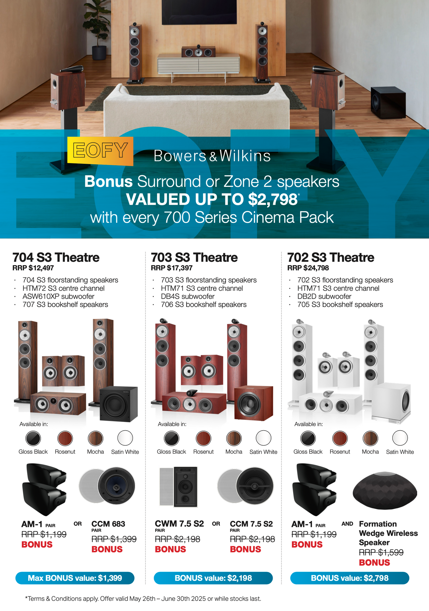 Bowers & Wilkins 704 S3 Cinema Bundle