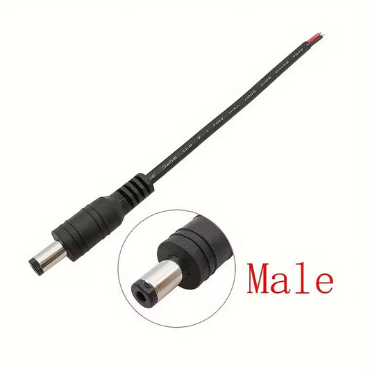 Dc Power Pigtail Cables 5.5mm X 2.1mm Male Plug & Female Socket Jack Connectors, Timed Copper, Pvc Insulated PC145899