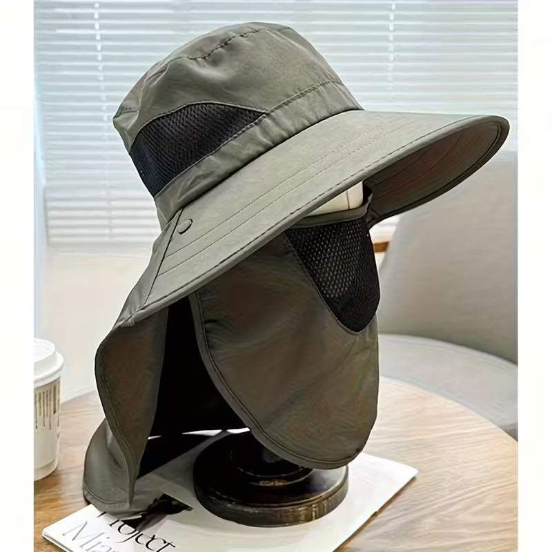 Bucket Hat Uv Detachable Face & Neck Cover Army Green LN319049