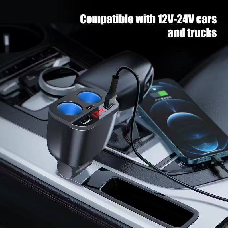 Car Accessory Splitter 2 Sockets Dual QC3.0 & 20w Pd Type C Ports 120w VA1384186