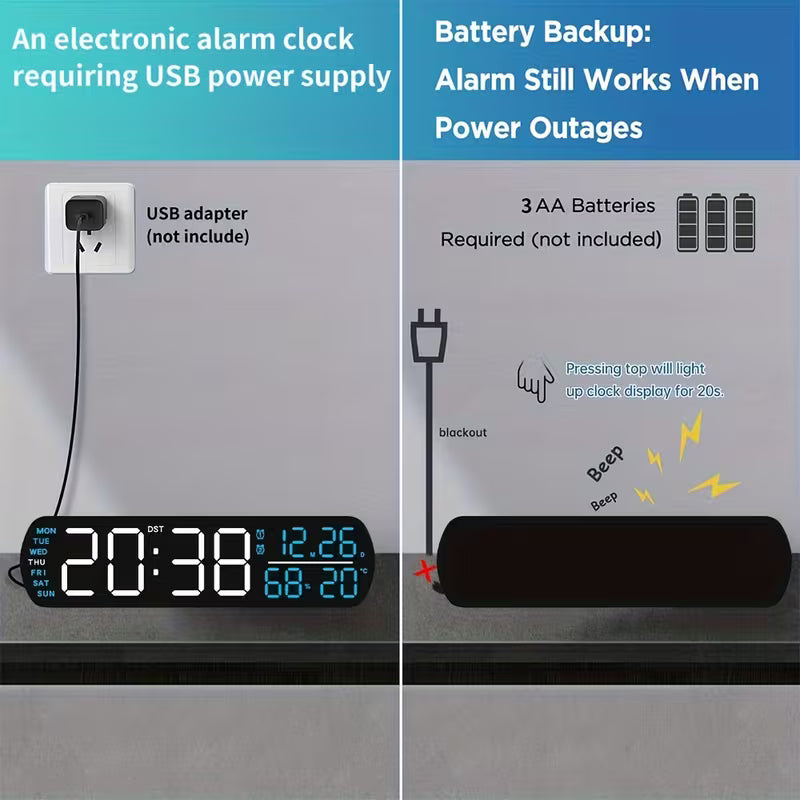 Clock LED 6671 Digital, Dual Alarm Clock, Weather/timer, 12/24hr White+green Digit GK4994436/BLKWG