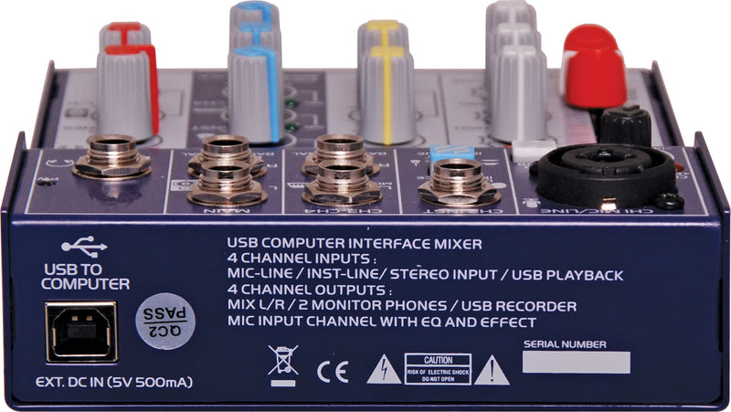 4 Channel Mixer With USB Output & Effects A2548