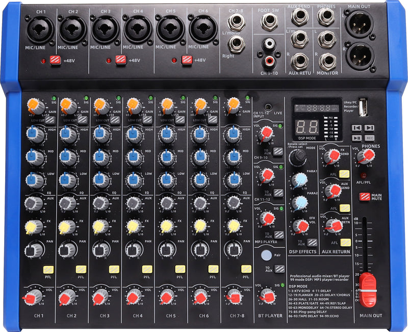 Professional Audio 14 Channel Mixing Desk With USB, Bluetooth & DSP A2655