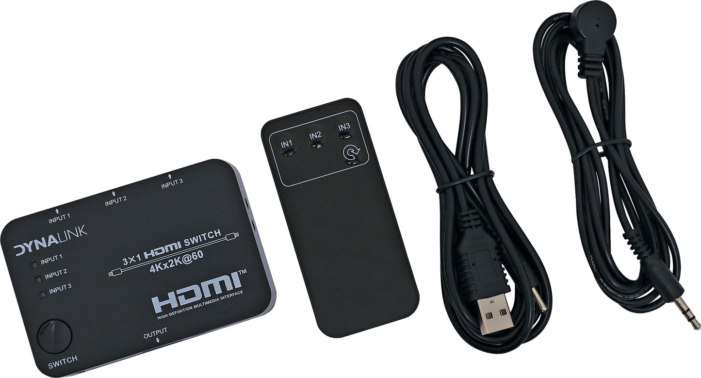 HDMI 3 Way Switcher V2.0 4K With Remote Control A3087C