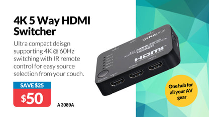HDMI Switcher 18Gbps 5 Way A3089A