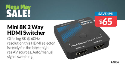 HDMI Switcher 48Gbps 2 Way 8K 60Hz A3104