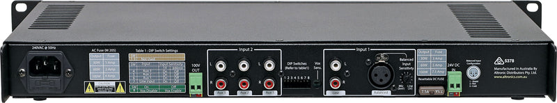 Compact 1RU Public Address (PA) Mixer 100V Amplifier 60W A4245A