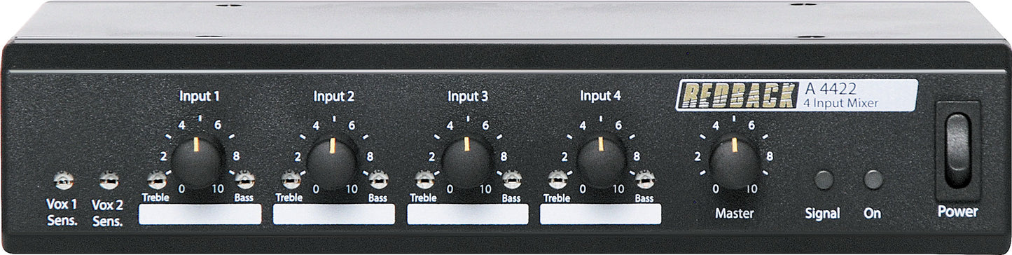Mixers 4 Channel Public Address (PA) Mixer With Bass and Treble A4422