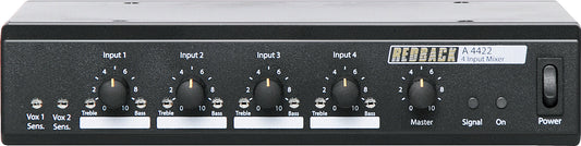 Mixers 4 Channel Public Address (PA) Mixer With Bass and Treble A4422