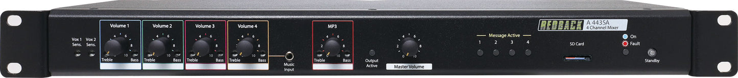 Public Address (PA) Mixer 4 Channel With MP3 Message Player A4435A