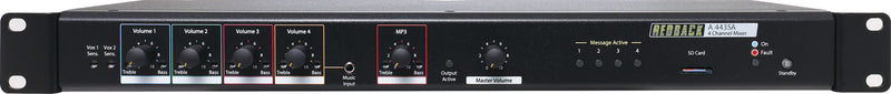 4 Channel Public Address (PA) Mixer With MP3 Message Player A4435A