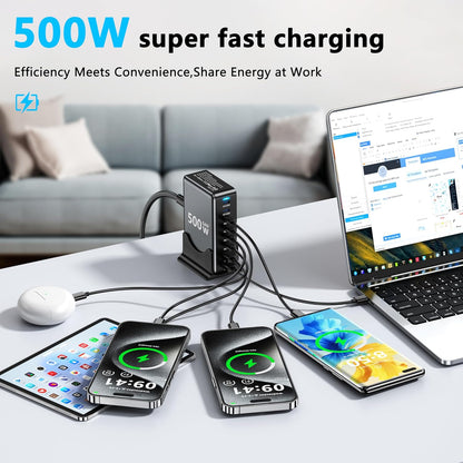 Mains Power 500w 8 Way Charging Station 6C/2A GAN Fast Charging A90WH