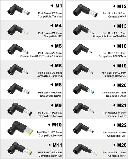 Mains Laptop Power Supply 90W 4.65A 16 Tips A90W