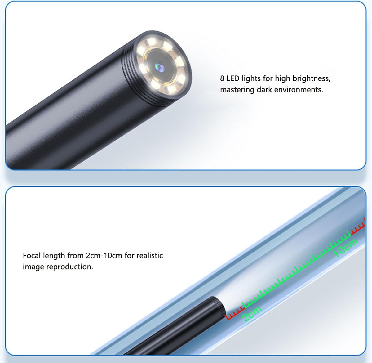 Inspection Camera 2mp Hd Ip67 8 Adj Led 7.9mm Probe, Ios/android 1m Cable AB0FXTXBM9K