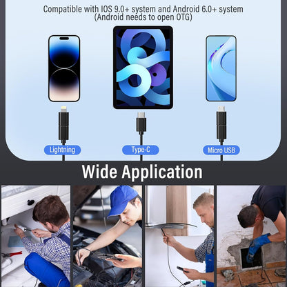 Inspection Camera USB Dual Lens 3Mp Ip67 9 Adj LED, Ios/android 3.5/5m Cable AGH035