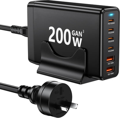 Mains Power Charging Station 200w 6 Port Usb 4C/2A Gan Fast Charging ARSK90W