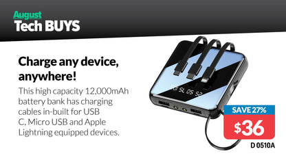 Battery Bank Multi Lead 12000mAh D0510A