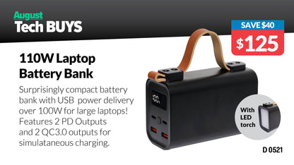 Power Bank Power Delivery Laptop Battery Bank 100W USB C D0521