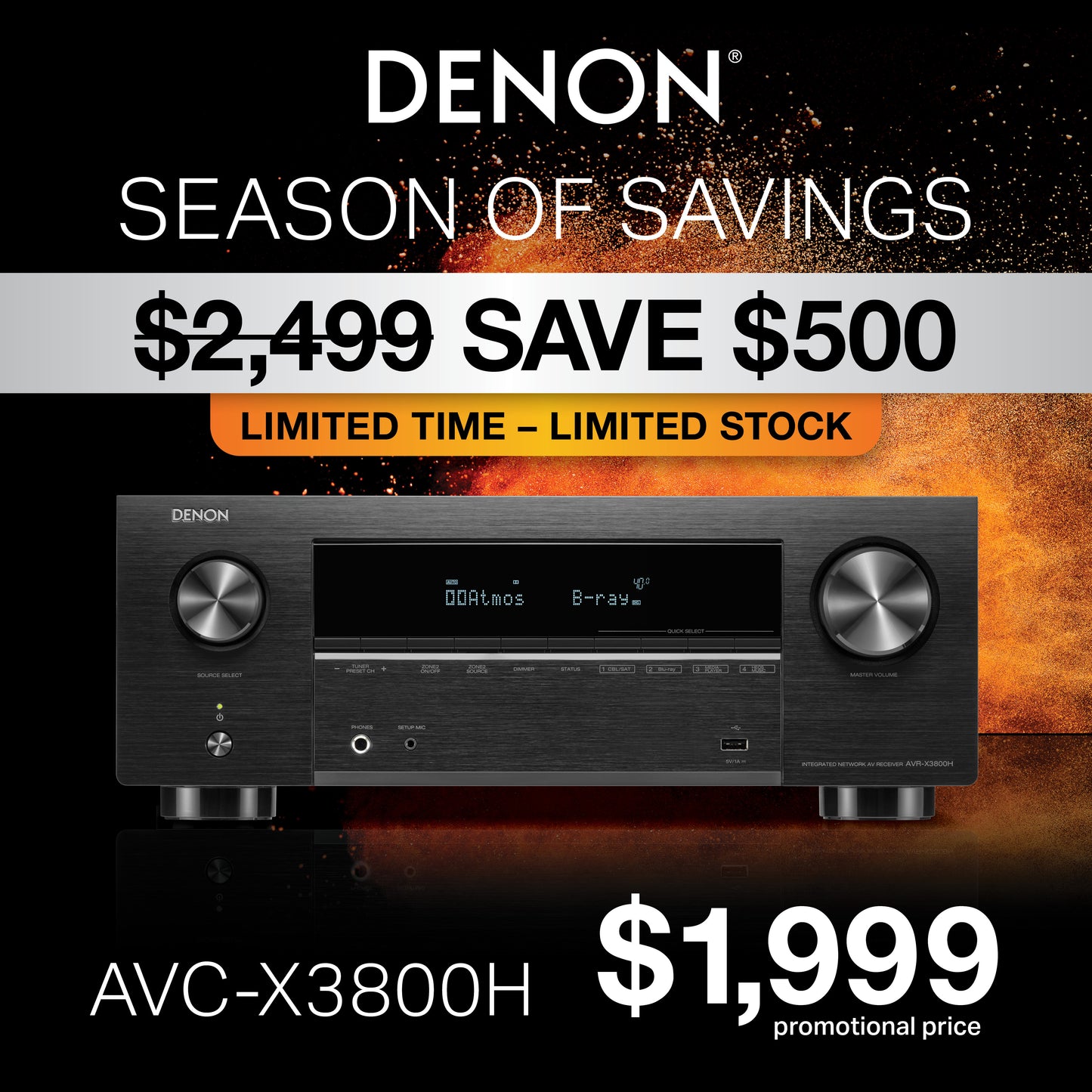 Denon AVC-X3800H 8K 9.4 Channel Receiver AVCX3800H