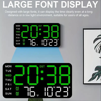 Clock Voice Activated Led Blue Digital With Dual Alarm, Calendar, Weekdays, Temperature Display LW353897/WBL