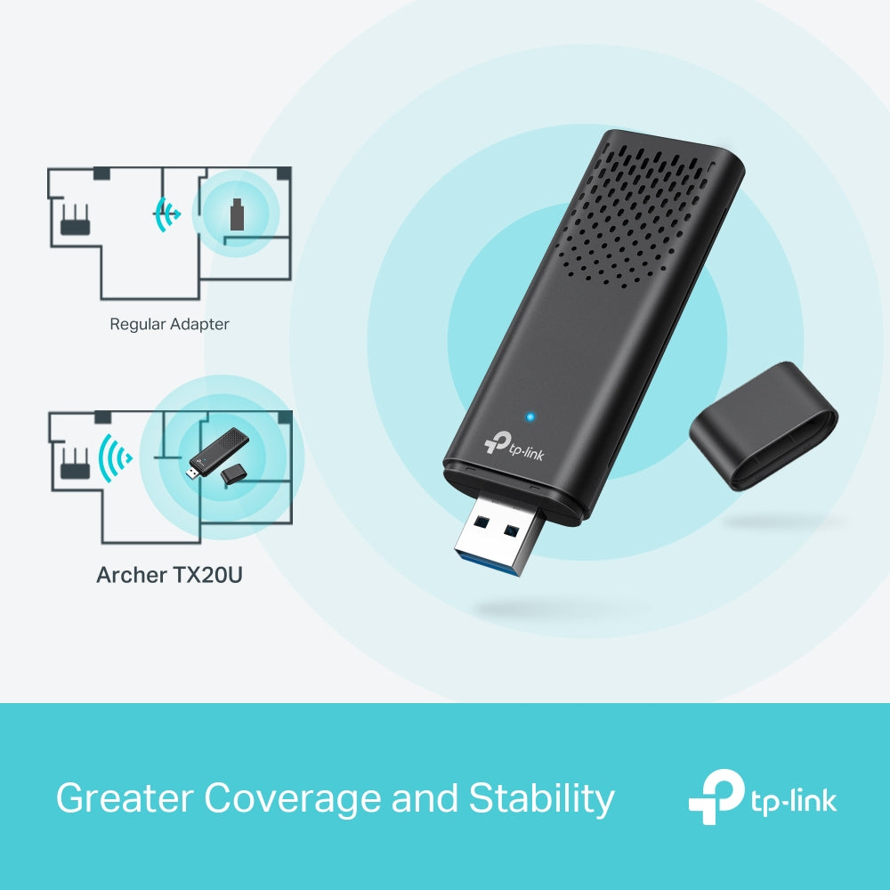 TP-Link Archer TX20U AX1800 Dual Band Wi-Fi 6 Wireless USB Adapter NWTL-ARCHERTX20U