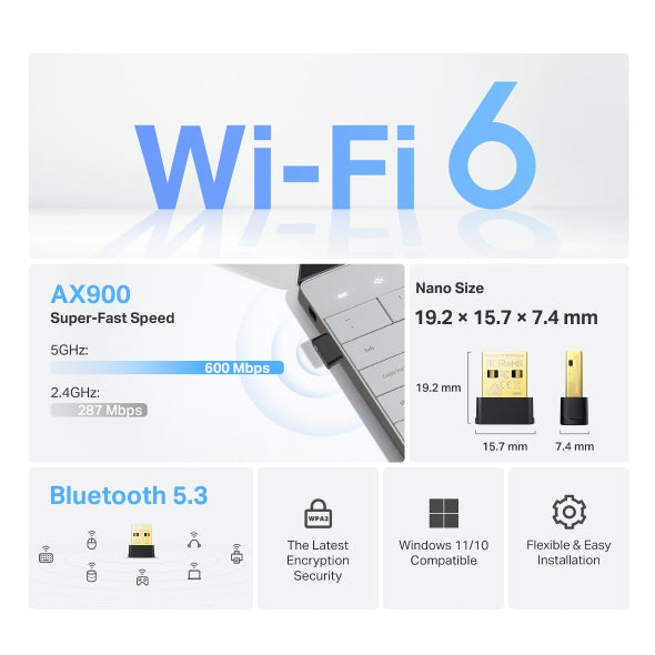 TP-Link Archer Tx10ub Nano Ax900 Wifi 6 Bluetooth NWTL-ARCHERTX10UB-NANO