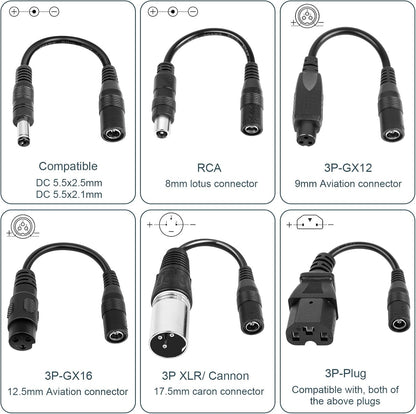 Mains Battery Charger E-Scooter 42V With 6 Adapter Cables B089KL9JT684W