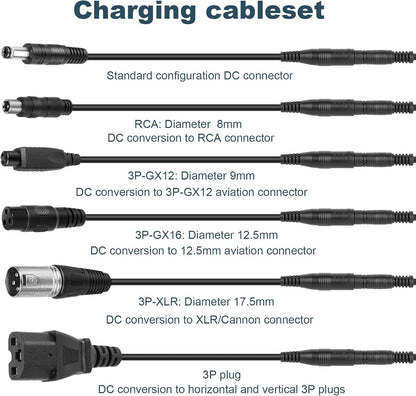 Mains Battery Charger E-Scooter 42V With 6 Adapter Cables B089KL9JT684W