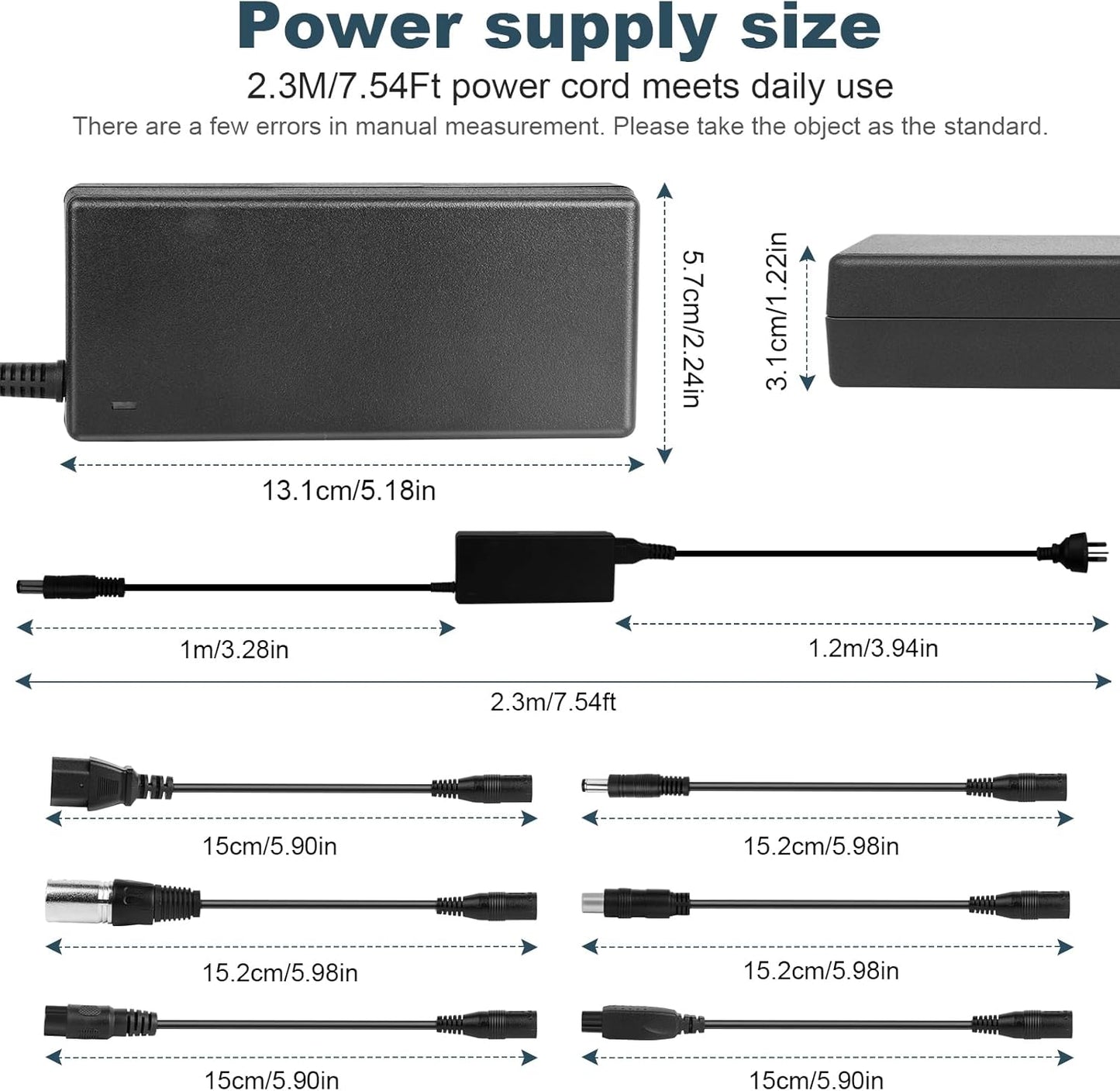 Mains Battery Charger E-Scooter 42V With 6 Adapter Cables B089KL9JT684W