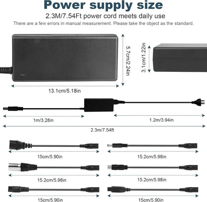 Mains Battery Charger E-Scooter 42V With 6 Adapter Cables B089KL9JT684W