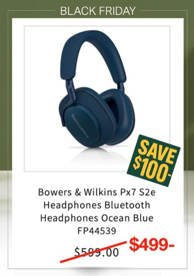 Bowers & Wilkins Px7 S2e Headphones Bluetooth Headphones Ocean Blue FP44539