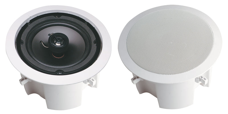 200mm 40W 2 Way Round Backbox Ceiling Speaker Pair C0884