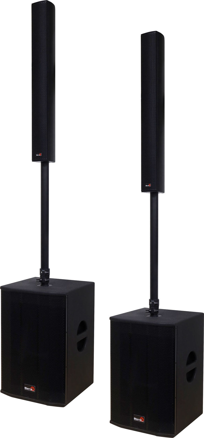 PA Column Speaker With Subwoofer 500W Powered Pair C1034