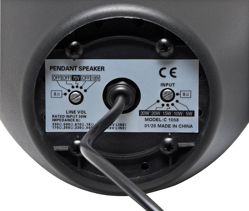 Ceiling Speaker 30W 100V Line Pendant Black C1058