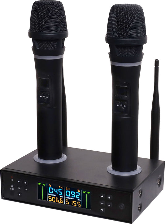 Microphone Uhf Wireless System 2 Ch With Two Handheld Mics Redback C8885