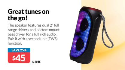 Speaker Bluetooth Portable 10W RGB LED D2045