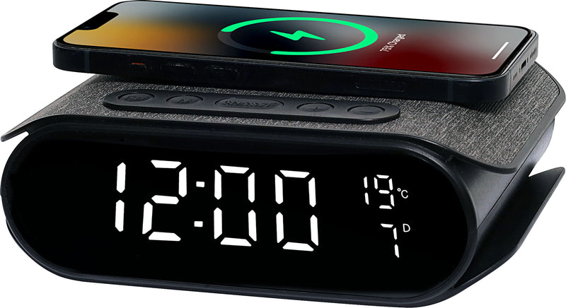 Radio Alarm Clock with Wireless QI Charger D2321