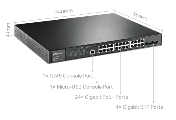 Networking TL-SG3428MP JetStream 28-Port Gigabit Managed Switch with 24-Port PoE+ D4215
