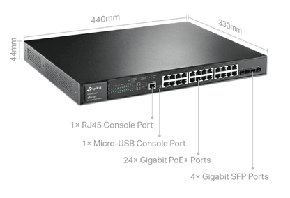 Networking TL-SG3428MP JetStream 28-Port Gigabit Managed Switch with 24-Port PoE+ D4215