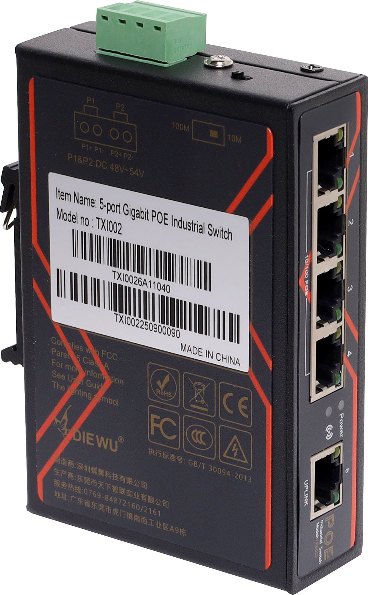 5 Port 10/100m Poe Din Rail Ethernet Switch DR4191