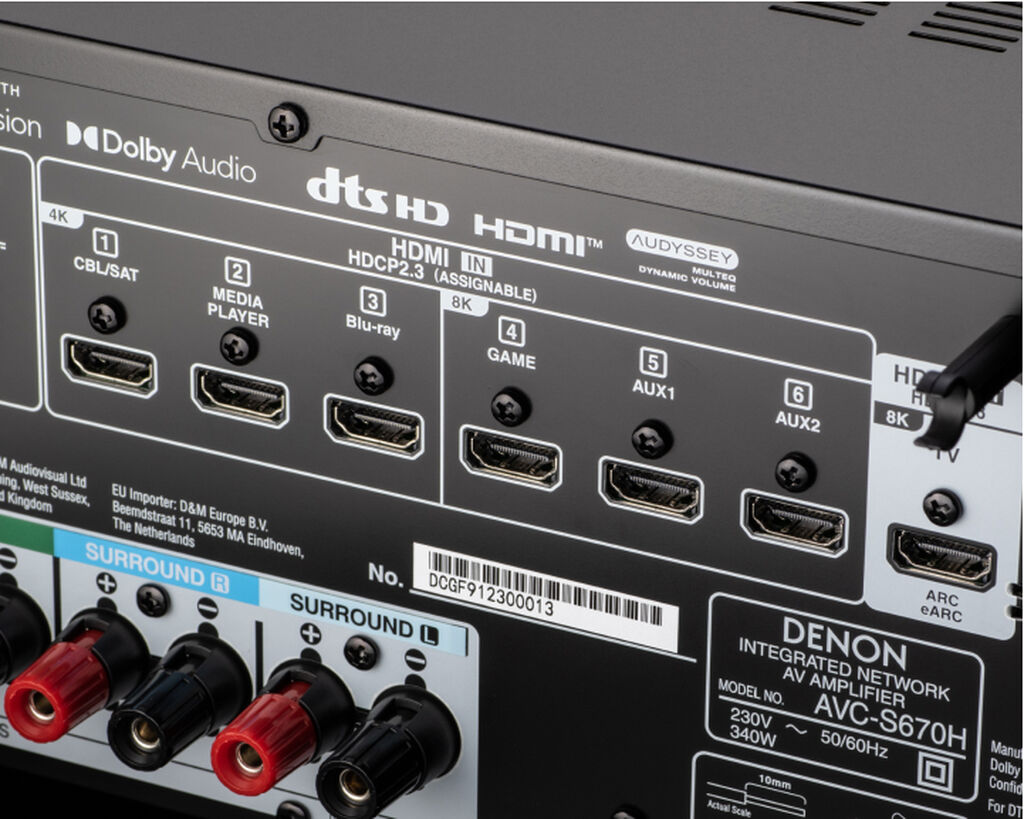 Denon AVC-S670H Cinema Amplifier 5.2 Ch. 75W 8K AV Receiver with HEOS® AVC-S670H