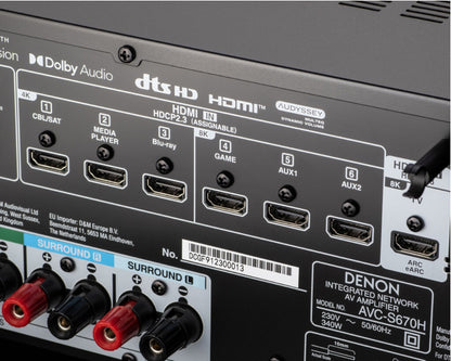 Denon AVC-S670H Cinema Amplifier 5.2 Ch. 75W 8K AV Receiver with HEOS® AVC-S670H