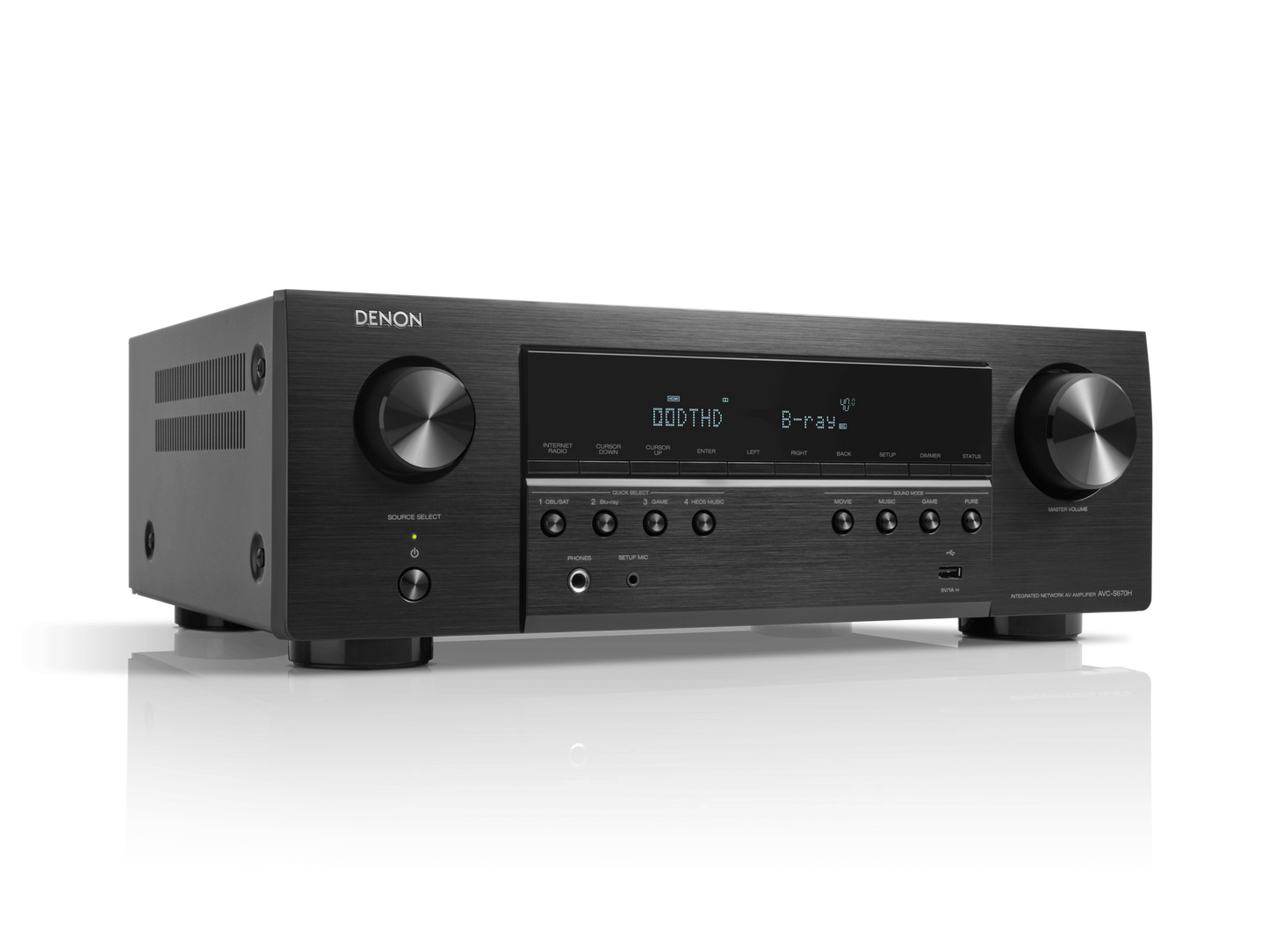 Denon AVC-S670H Cinema Amplifier 5.2 Ch. 75W 8K AV Receiver with HEOS® AVC-S670H