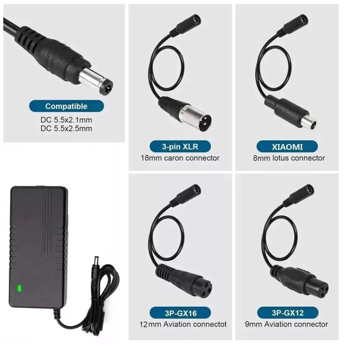 Mains Battery Charger E-scooters/Bikes 54.6v 2a 5 In 1 397602146513