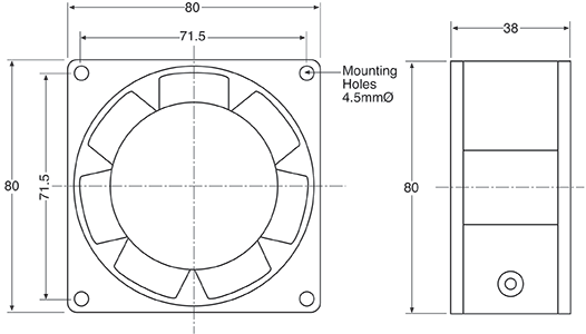 Cooling Fan 80mm 240VAC Sleeve Bearing F1020