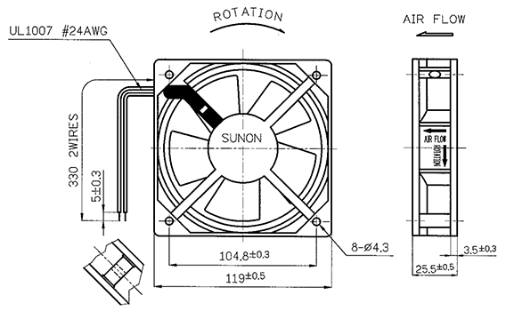 Cooling Fan Sleeve Bearing Slimline 120mm 240VAC F1028